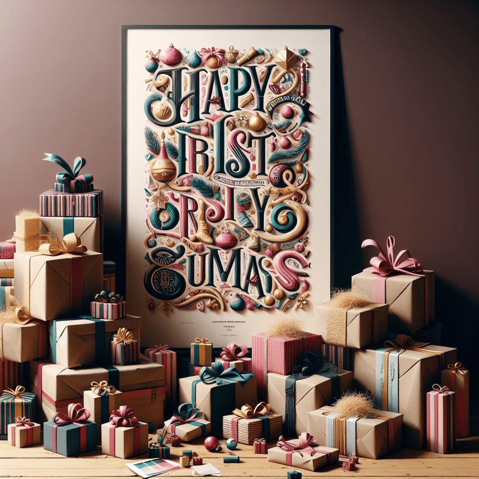 presents, poster, typography text effect image