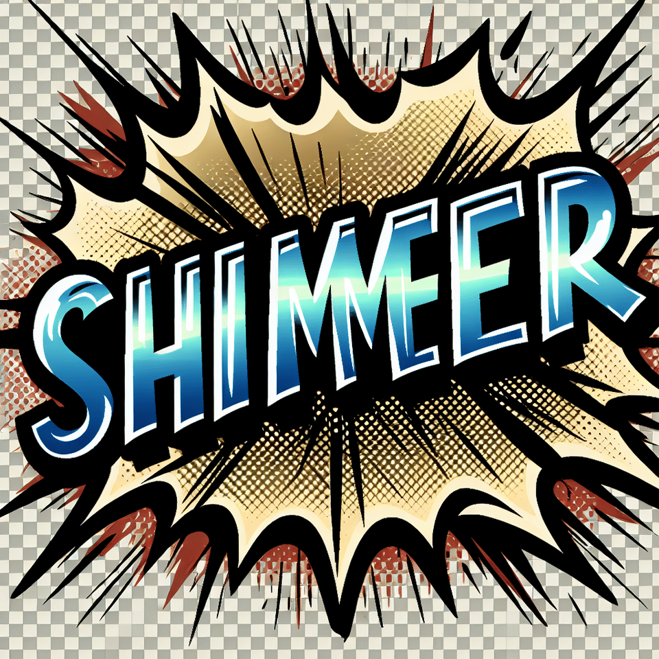 Comic style text effect with the word Shimmer on a transparent background text effect image