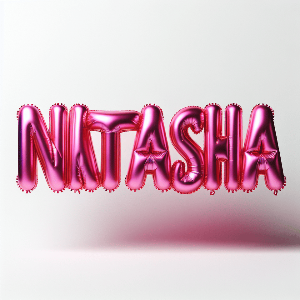 text Natasha balloon pink foil text effect on white background groovy font text effect image