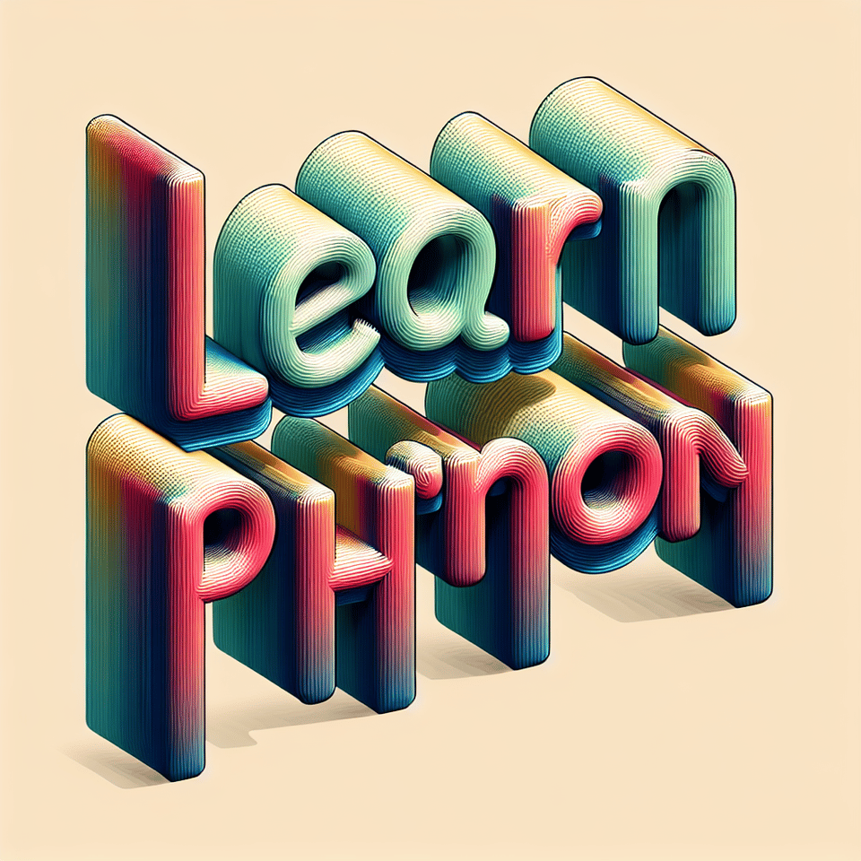 I want to see the text Learn Python in a 3d style text effect image