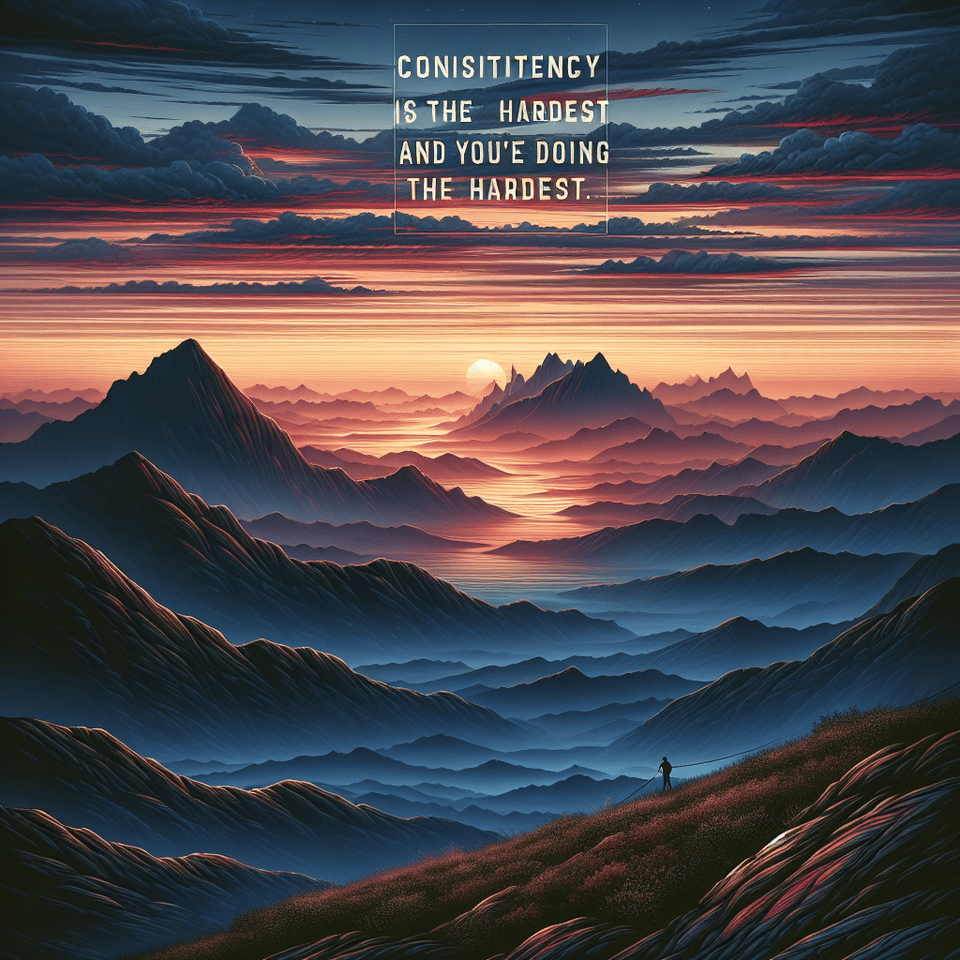 Consistency is the hardest and you are doing the hardest,landscape view, poster, cinematic text effect image