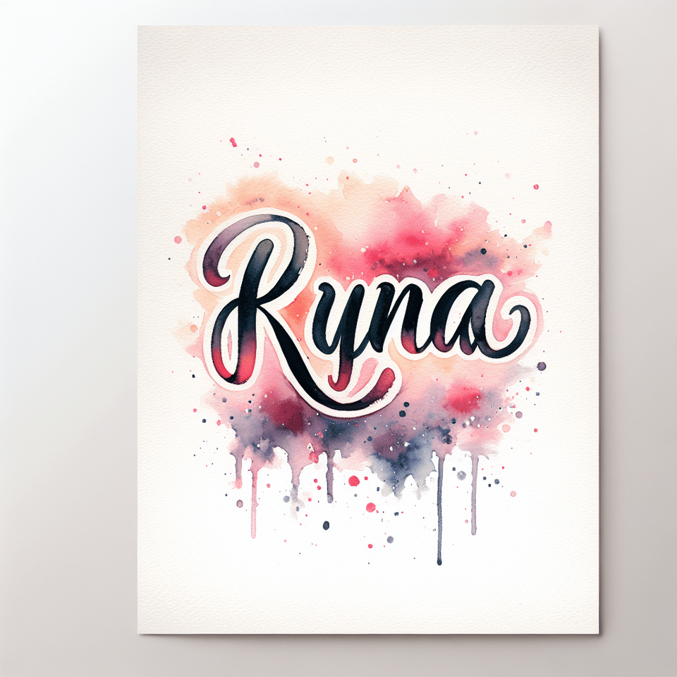 text Ryna beautiful watercolor lettering on white background text effect image