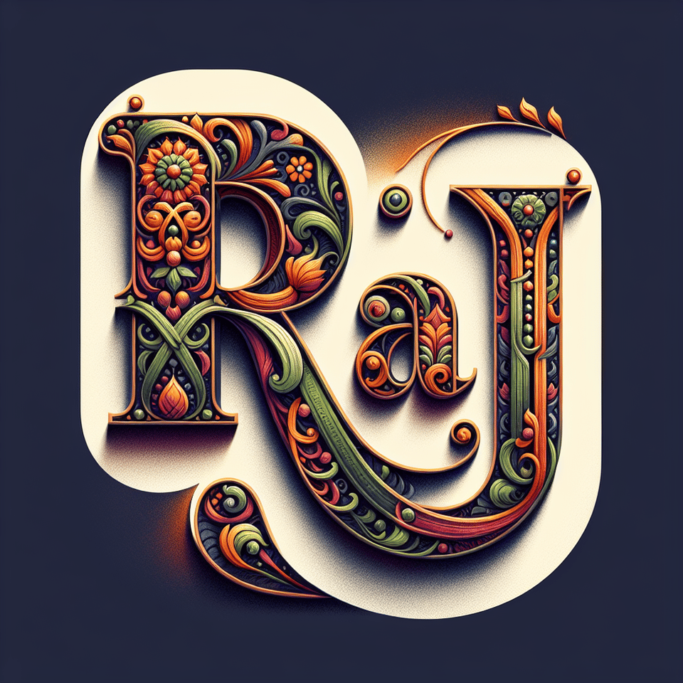 I want decorative word RAJ text effect image