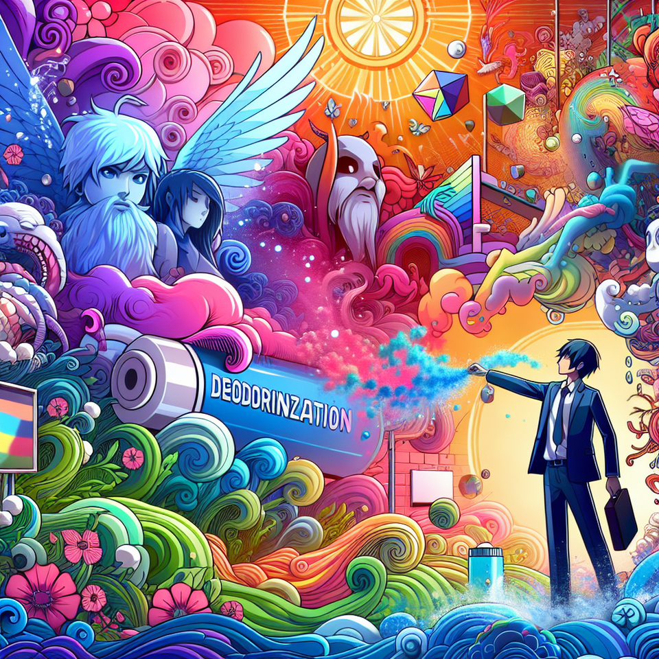 除臭, vibrant, anime, conceptual art text effect image