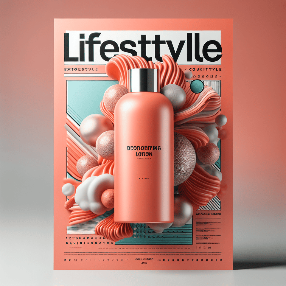 珊瑚 乳液 除臭, vibrant, product, 3d render, fashion, poster text effect image