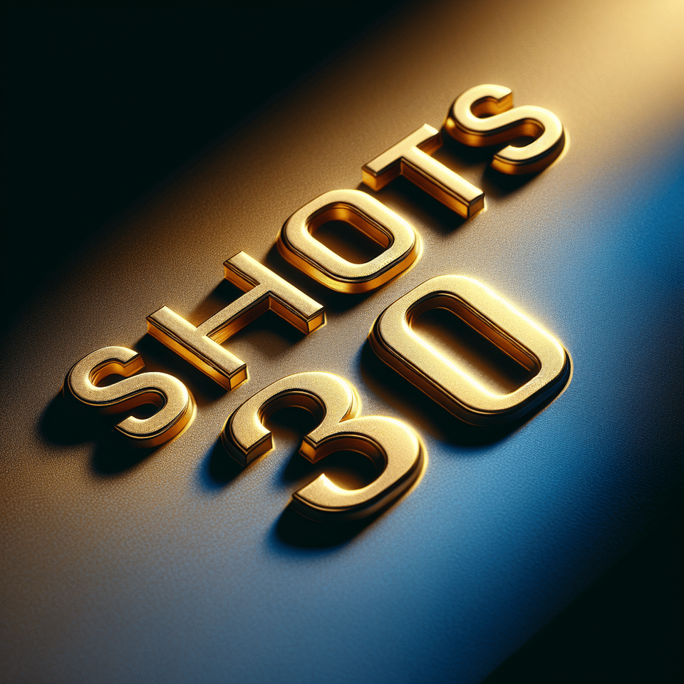 SHOTS 30 IN GOLDEN COLOUR text effect image