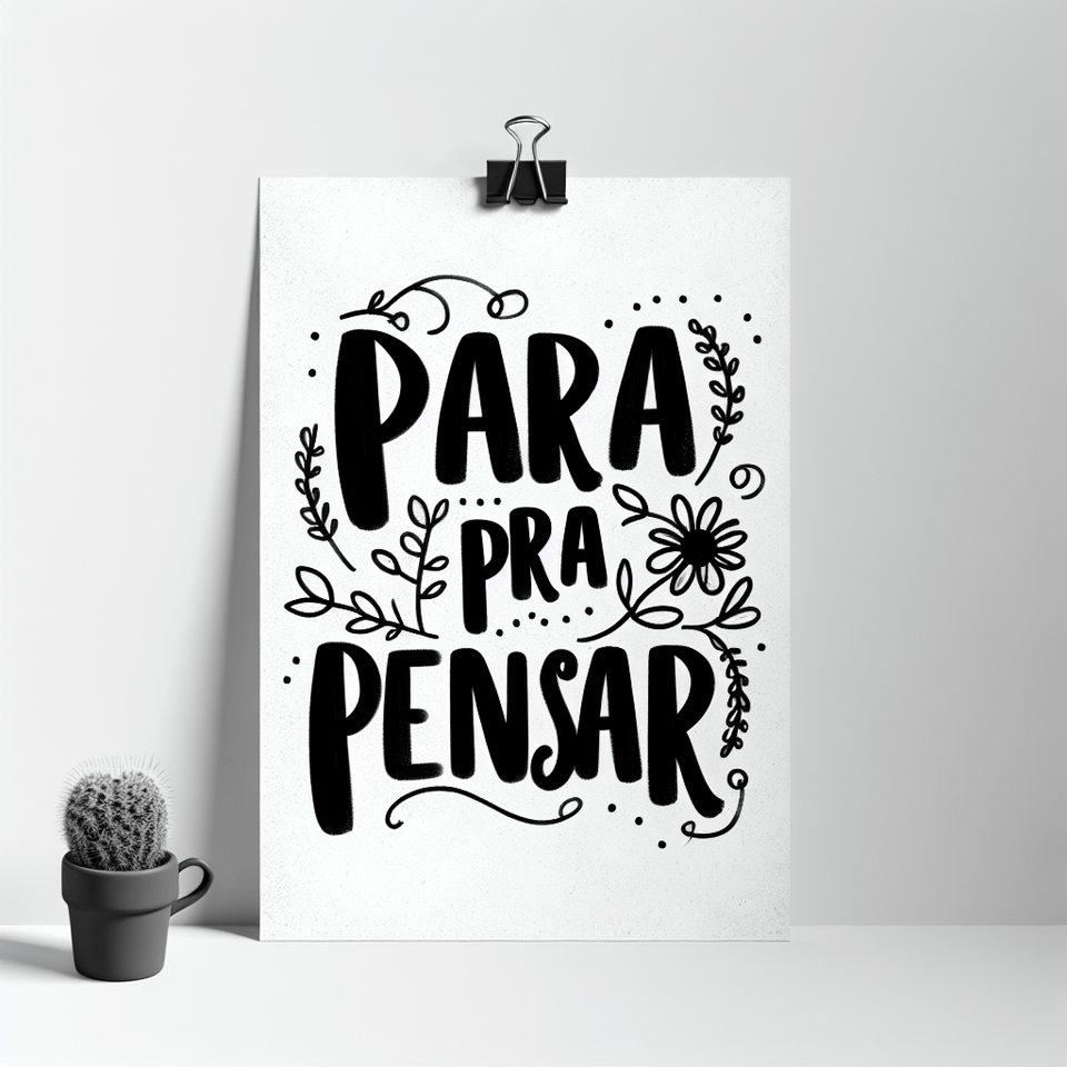 O seguinte texto em português do Brasil: Para Pra Pensar, em estilo minimalista, de preferência handwrite, illustration, poster text effect image