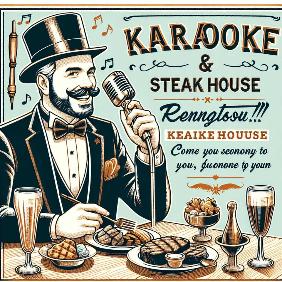 Chers clients, Nous avons le plaisir de vous inviter à notre soirée karaoké et Steakhouse qui se tiendra au Majestik ce Vendredi 26 avril à partir de 19h. Venez profiter d'une ambiance conviviale et d'un menu délicieux dans notre établissement. Nous espérons vous voir nombreux pour passer un agréable moment en notre compagnie. Bien cordialement, L'équipe du Majestik text effect image