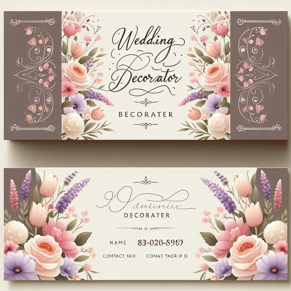 business card for wedding decorator text effect image