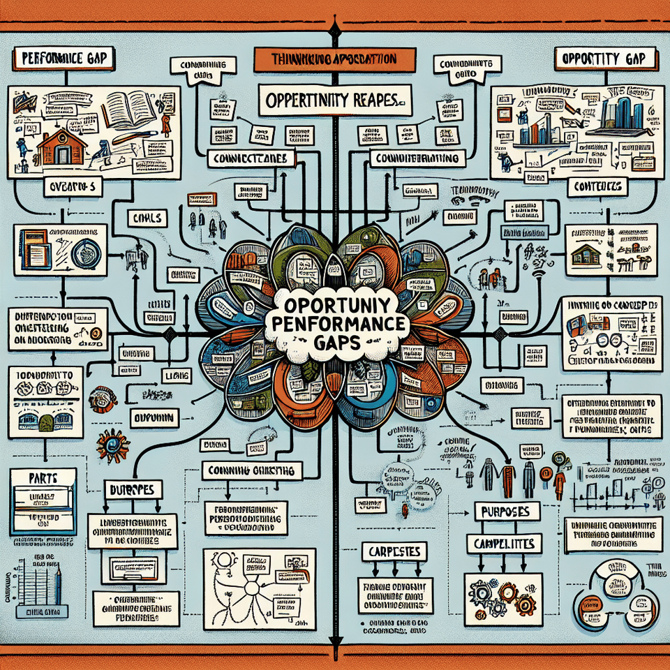 Visible Thinking: Bridging Opportunity and Performance Gaps in Schools,Getting Started,To begin, we must establish the core idea we're focusing on. In this case, it's Opportunity and Performance Gaps in School.,,Central Concept: Opportunity and Performance Gaps in School,Identifying Key Components,The next step is to identify and visually represent the two primary elements of our central concept: performance gaps and opportunity gaps.,,Label one branch from the central concept as Performance Gap.,Label the opposite branch as Opportunity Gap.,Draw a line connecting the two, highlighting their interconnectedness.,Using Visual Tools,To further explore these elements, we'll use two visual tools: Mind Maps and Concept Maps.,,Mind Maps: These will help us brainstorm the key factors contributing to each type of gap.,Concept Maps: These will allow us to visually organise and connect the factors that influence performance and opportunity gaps.,Implementing Thinking Routines,Thinking routines are strategies used to deepen understanding and encourage critical thinking. Here, we'll use two such routines to delve deeper into our central concept.,,Connect-Extend-Challenge: This routine encourages students to make connections, consider extensions, and identify challenges related to the central concept.,Parts-Purposes-Complexities: This routine enables students to break down the central concept into its component parts, consider their purposes, and identify complexities.,Synthesizing Ideas,The final step is to synthesise all the information gathered through the visual tools and thinking routines. This will allow us to identify effective strategies for addressing the performance and opportunity gaps in the school setting.,,By employing these strategies, educators can gain a comprehensive understanding of the opportunity and performance gaps in their schools. This understanding can then be used to develop targeted interventions to bridge these gaps, enhancing the overall quality of education, illustration text effect image