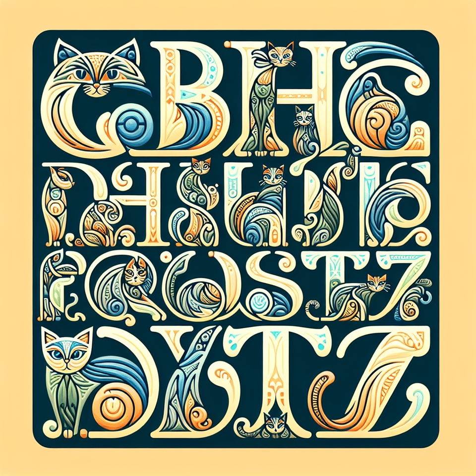 Cat font, illustration text effect image