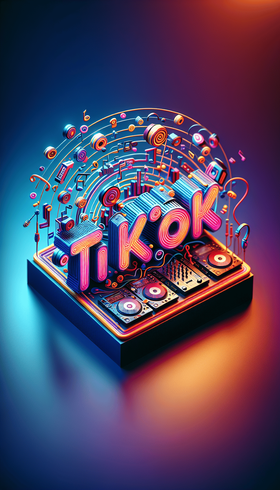 de naam tiktok in dj style, 3d render text effect image