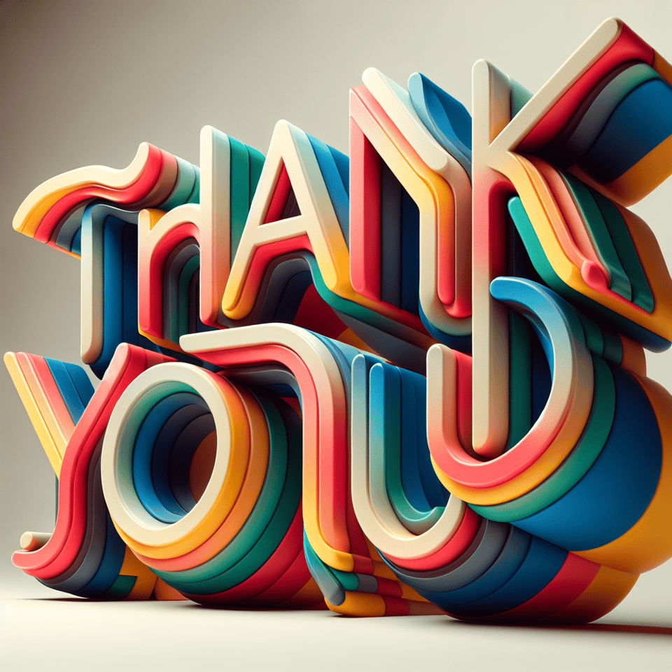 Thank You, typography, 3d render, vibrant text effect image