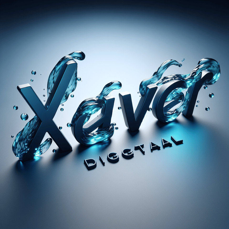 Xavier  Digital logo design 3d water text effect image