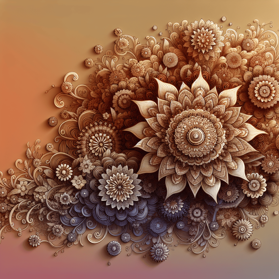 textPrayagraj Mehandi three-dimensional, made of flower, gorgeous, with a light gradient background., poster text effect image