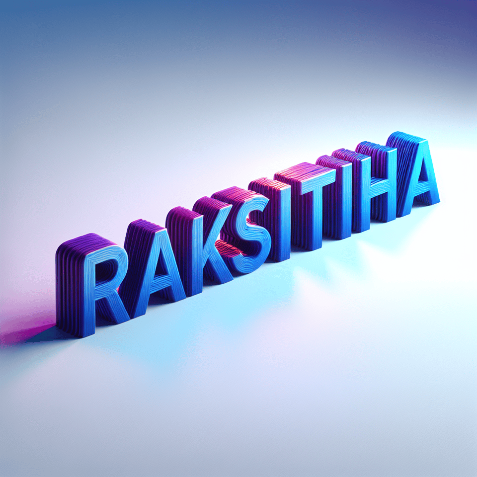 text Rakshitha blue purple gradient text effect on white background, cinematic, 3d render text effect image