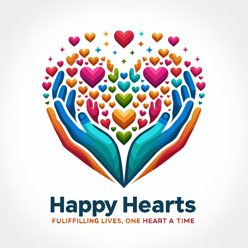We want to incorporate a Big Heart made out of smaller hearts (be creative with this) sustained by a pair of hands (inclusive design here please),3) You can either put the name of the business inside the big heart or at the right (your choice, whatever looks better),3) We are aiming to create something that looks more professional while also having inclusive design at its core, do not use a pre vectorized image of a heart with 2 hands around it, make your design stand out by showing us how you an incorporate little hearts to create a big heart while also showing 2 hands around them.,4) You can use rainbow colors for the little hearts (not gradients please) and also this one: #D00000,5) Do not vectorize the text, we need it to be editable at the end.,6) The name of the business is Happy Hearts Supports (This text needs to be editable since it is not final),7) The slogan of the business is Fulfilling Lives, One Heart at a Time,,,They want to incorporate 2 symbolisms in their logo:,1) A big heart made out of smaller hearts,2) 2 hands supporting the big heart, each one from a different skin tone,,If possible, use this font: Rastanty Cortez,,The winning freelancer will have to deliver the final version of the logo in an editable format, with layers (.ai, .psd or .cdr), editable text (not vectorized), all the fonts used in the design, the final palette with hexadecimal codes as well as printable files. text effect image