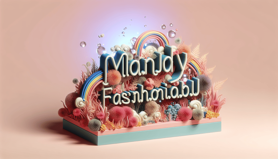 3D 渲染的「mandy時尚」文字採用柔和的色彩,無縫融入異想天開的神奇場景。 text effect image