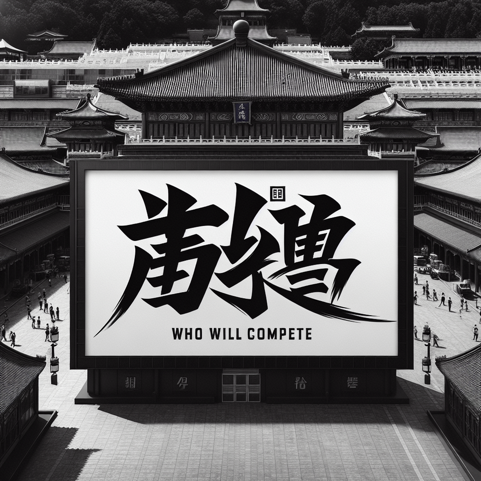 「誰與爭鋒』以強而有力的繁體中文呈現,背景是透明的 text effect image