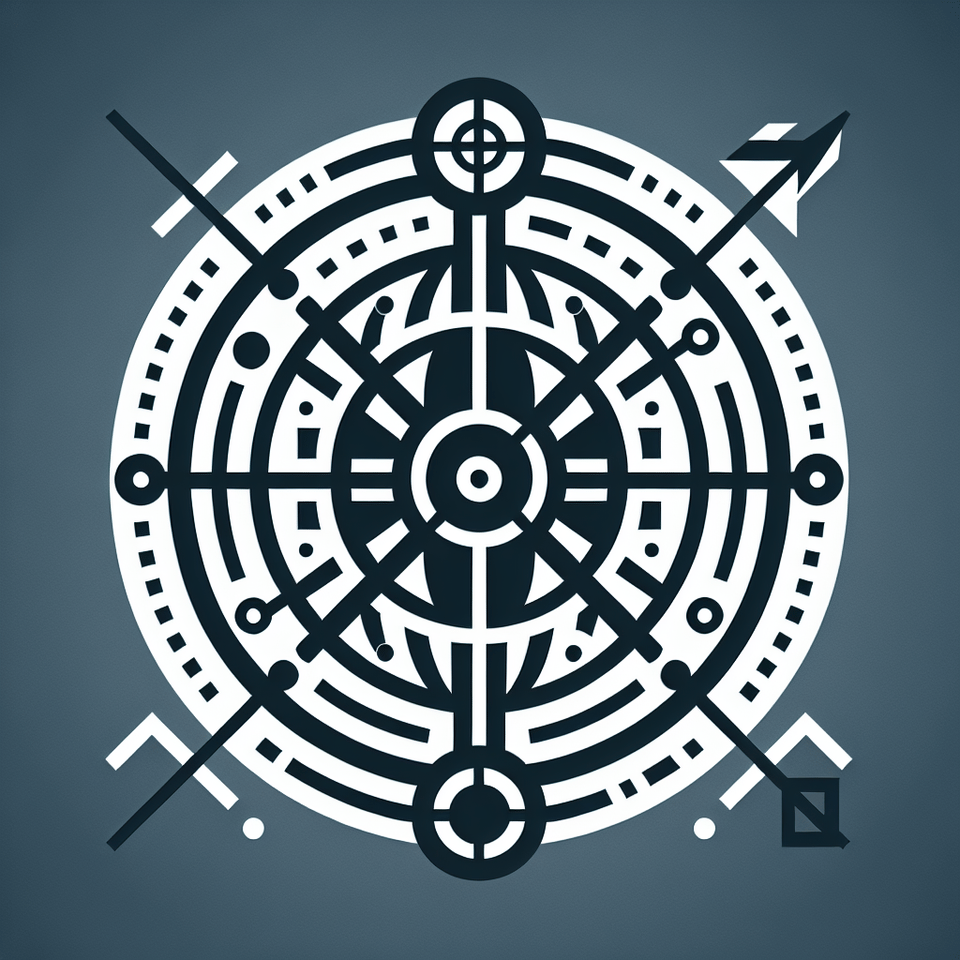 圓形與十字線與立體空間感符號截和成logo text effect image