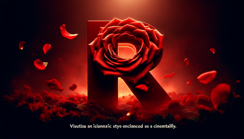 The letter Renuka Devi Rose effect, red colour, cinematic text effect image