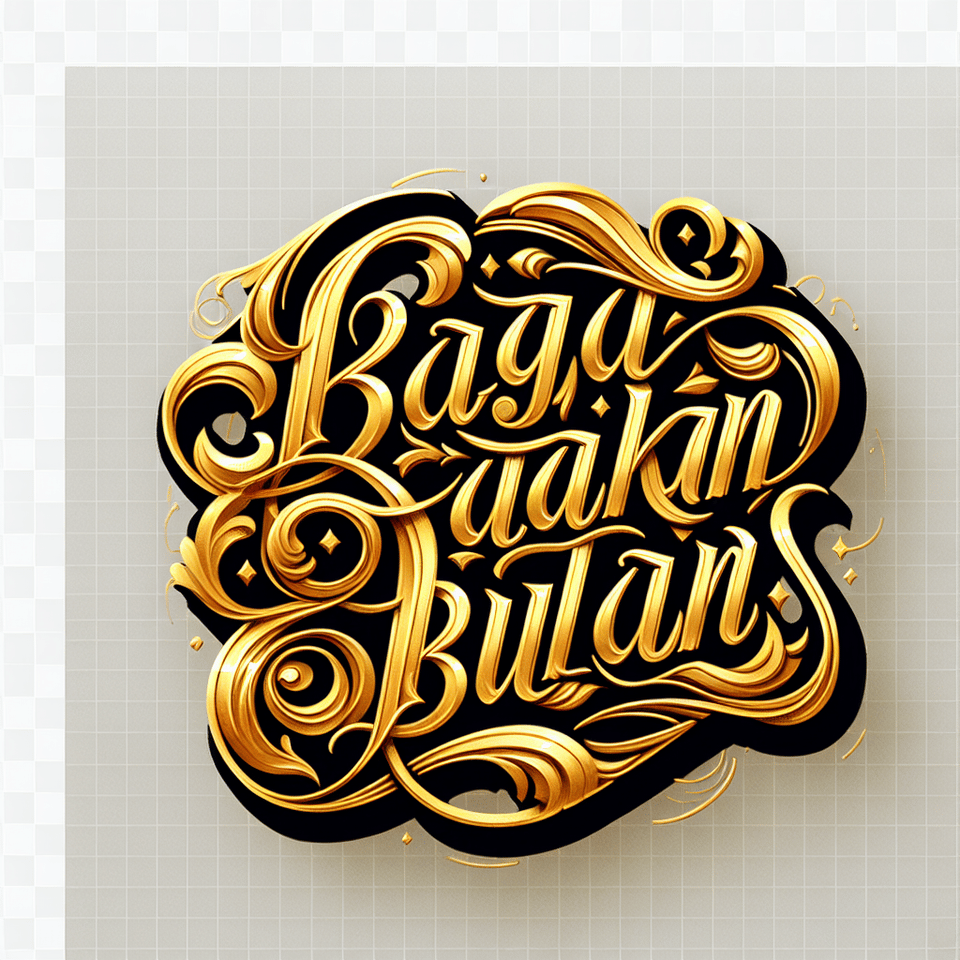 text Bagaikan Bulan in golden calligraphy with a transparent background text effect image