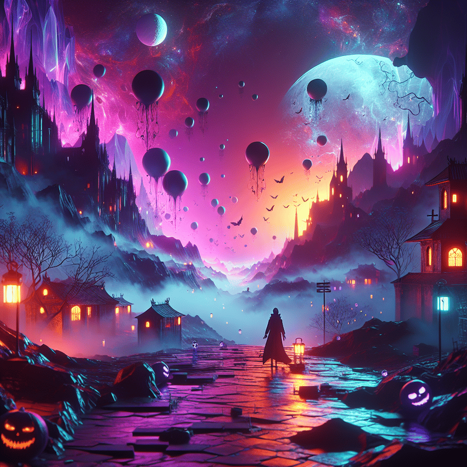 DEMA2 , 3d render, cinematic, illustration, anime, dark fantasy, vibrant, conceptual art text effect image