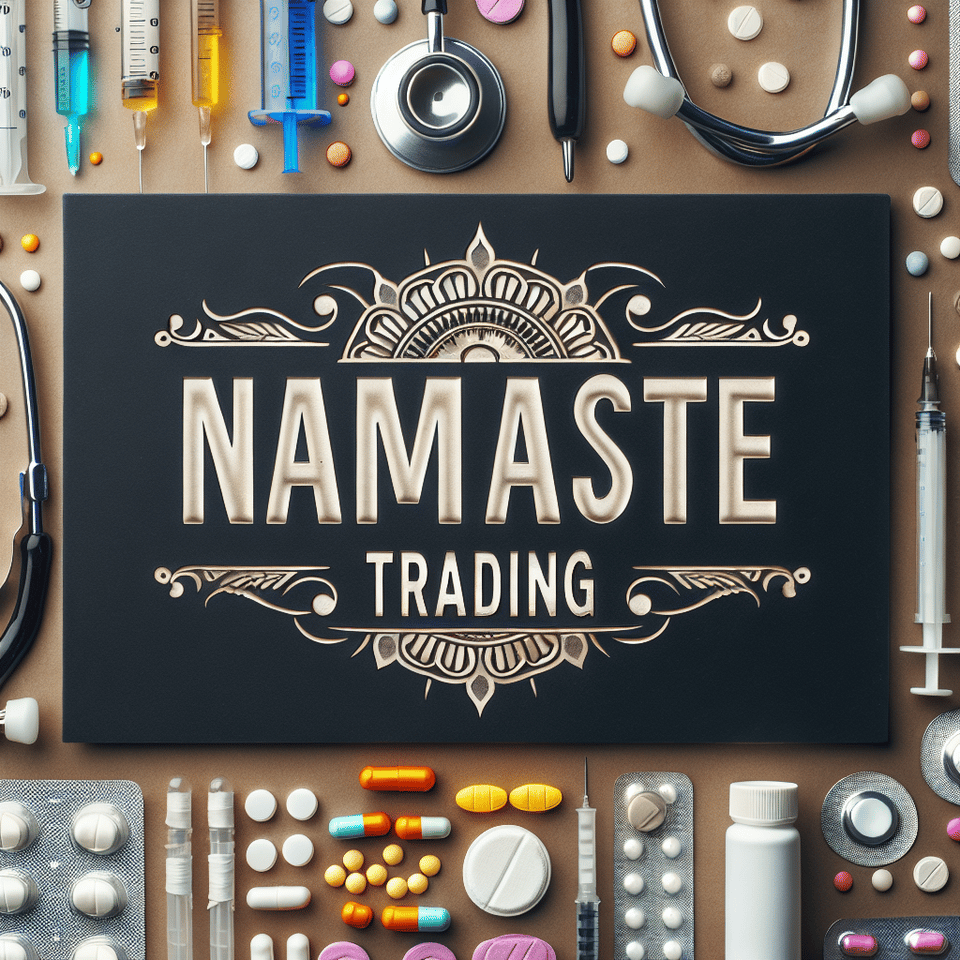 text Namaste Trading write with medical equipment text effect image