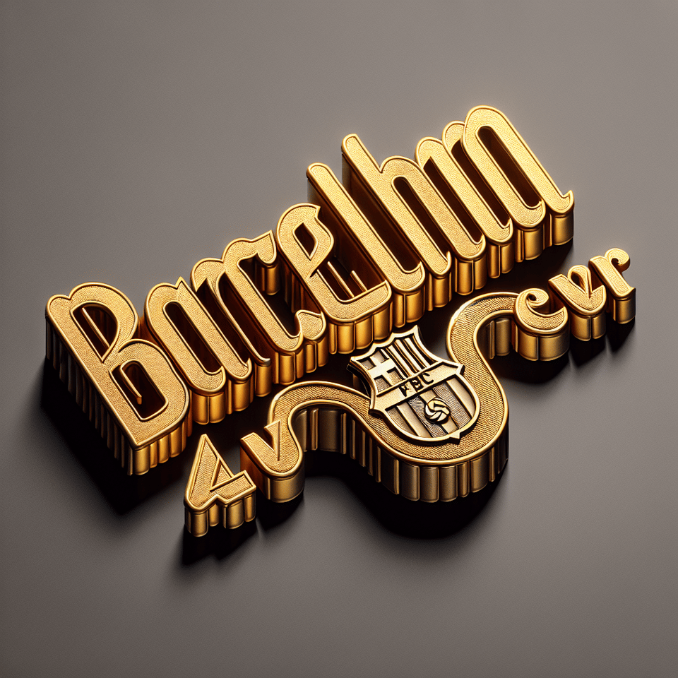 gold BARCELONA 4EVER mubarak, typography, 3d render, typography, 3d render text effect image