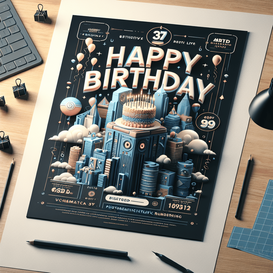 Happy Birthday 3D , 3d render, poster, cinematic, illustration, typography, photo text effect image
