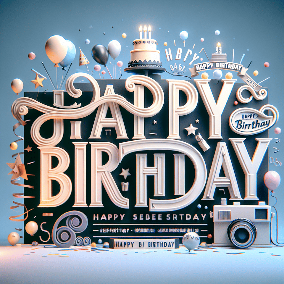 Happy Birthday To Amen Amanuel 3D , 3d render, poster, cinematic, illustration, typography, photo text effect image