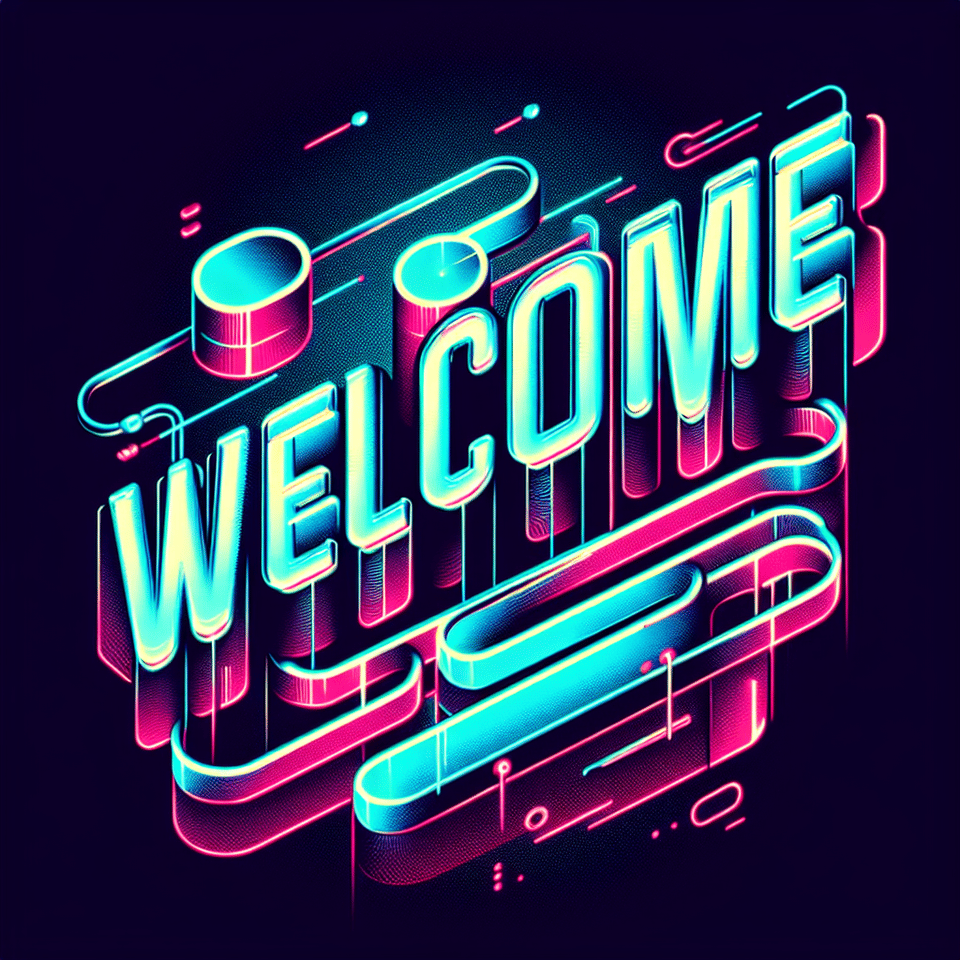 Text Welcome cyberpunk style, three-dimensional, Neon effect, fluid within text, light background text effect image