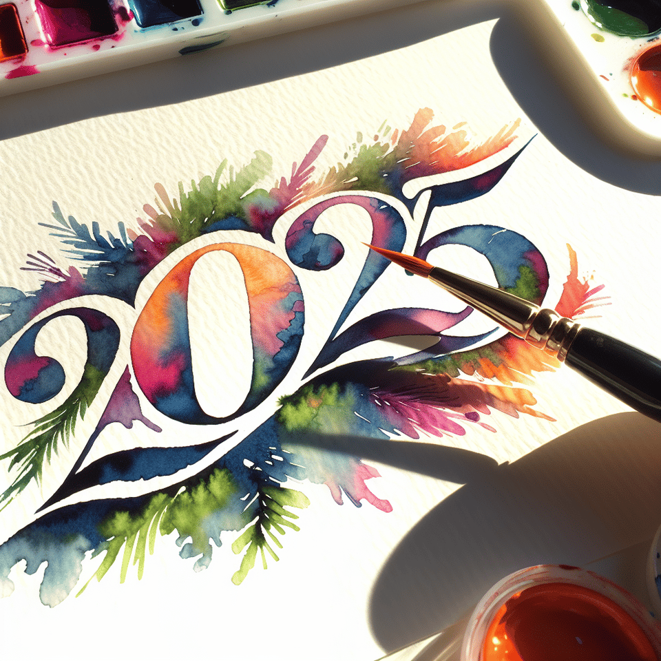 text 2025 beautiful watercolor lettering on white background text effect image