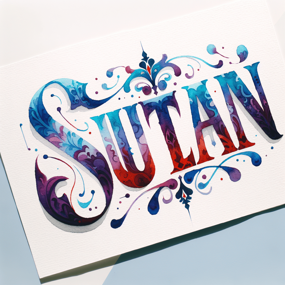 text SULTAN beautiful watercolor lettering on white background text effect image