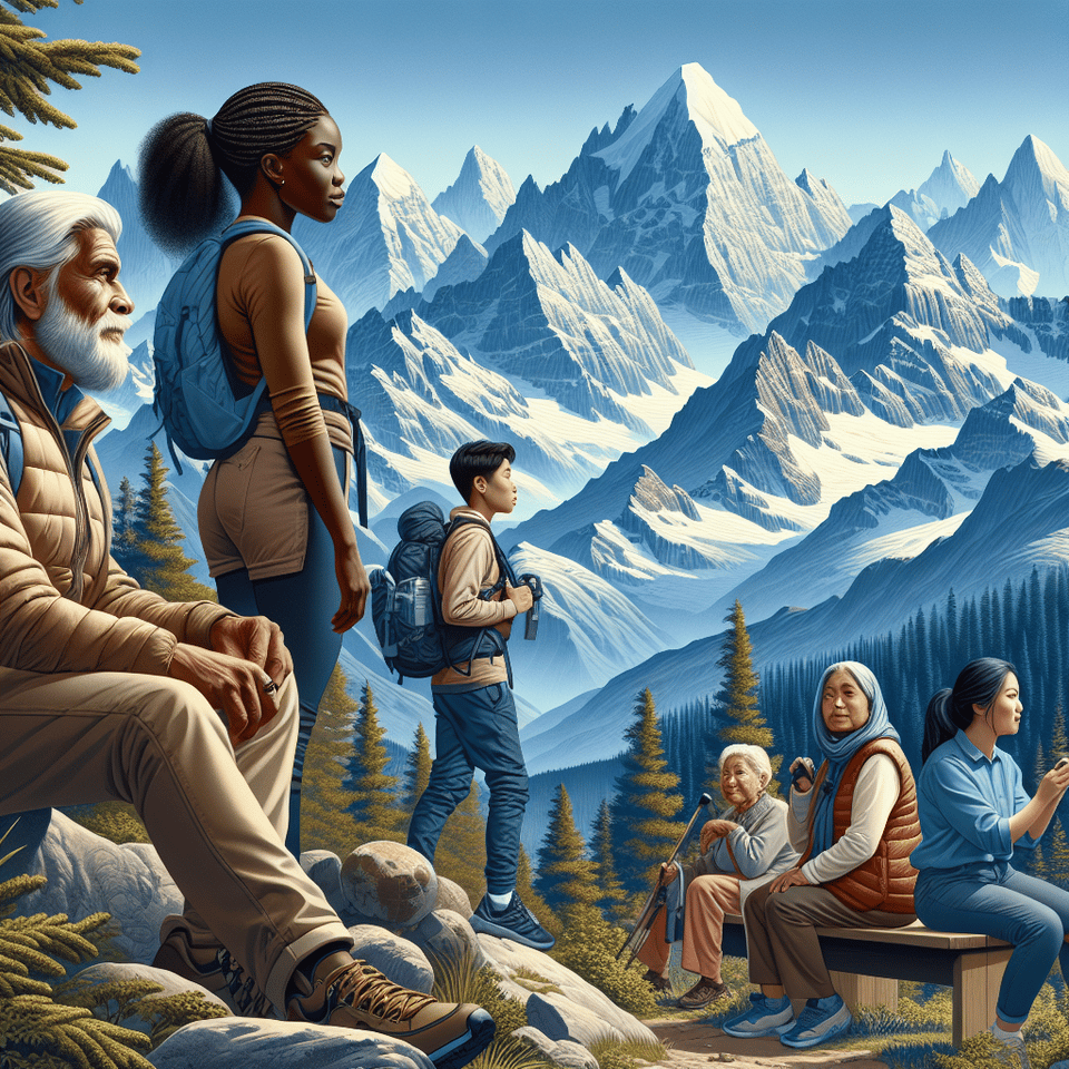 people with mountain view text effect image
