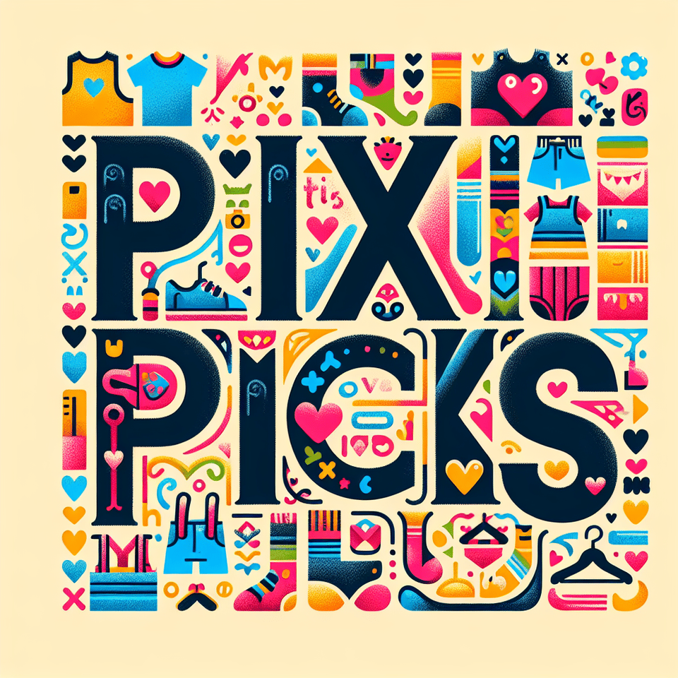 Name PIXI PICKS representing love and kids clothing text effect image