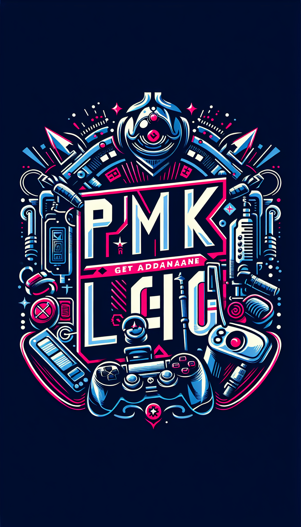 Choose an epic and bold font for PNK LGU that reflects the excitement of gaming. Add gaming-related accents or symbols, typography text effect image