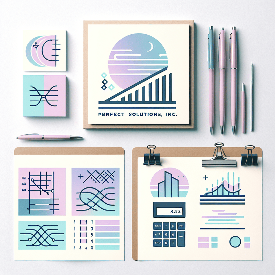 Text/Name: Perfect Solutions, Inc. (should be all on ONE line - do NOT use any other text!),- Include: elements of bookkeeping and accounting (graphs, books, etc.),- Style: modern, pretty, elegant,- Colors: pastel/pale, purples/blues/etc. (see attached shannon.jpg for reference),- Please show on a PLAIN WHITE BACKGROUND,,BE CREATIVE and design something NEW!,,Your entry will be REJECTED if:,- You do not follow the directives above,- You copy someone else's work,- You submit a generic logo text effect image