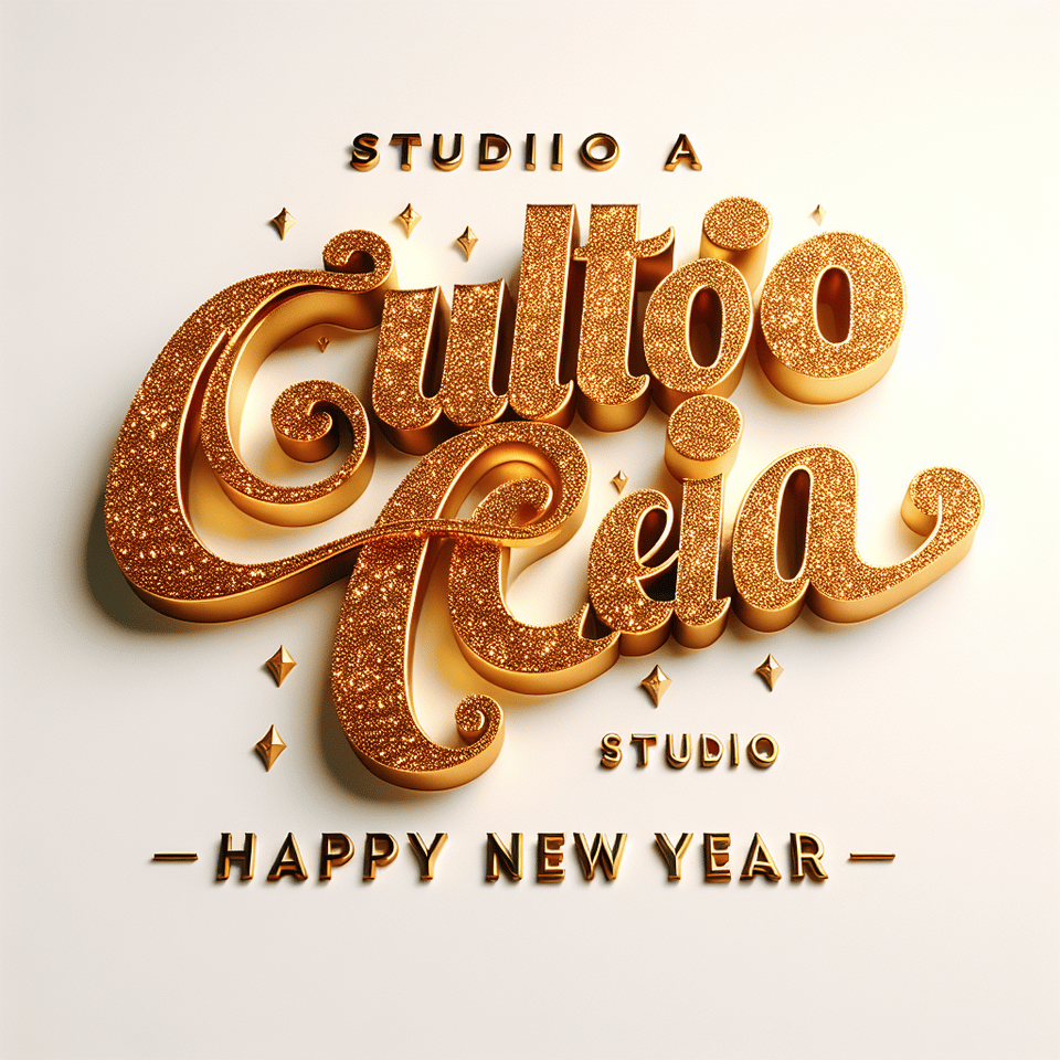 text Culto de Ceia Feliz  Ano Novo Studio A  lettering in luxury gold color on white background text effect image