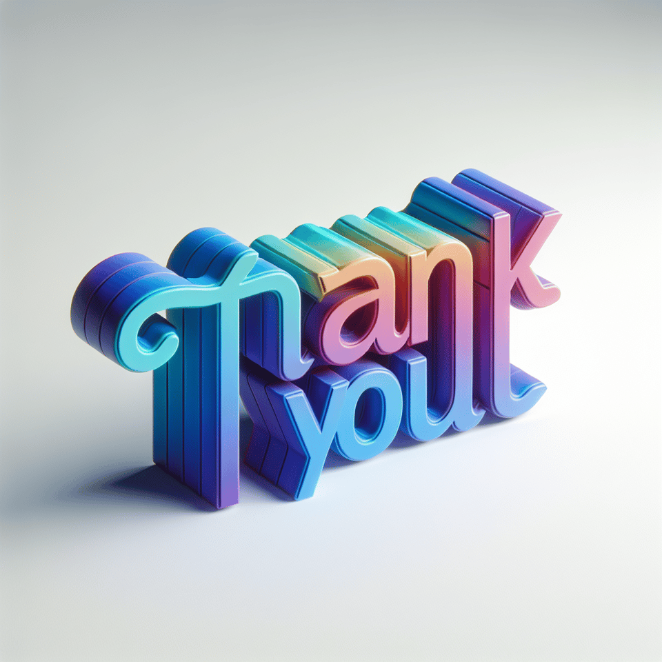 text Thank you 3D blue purple gradient text effect on white background,, 3d render text effect image
