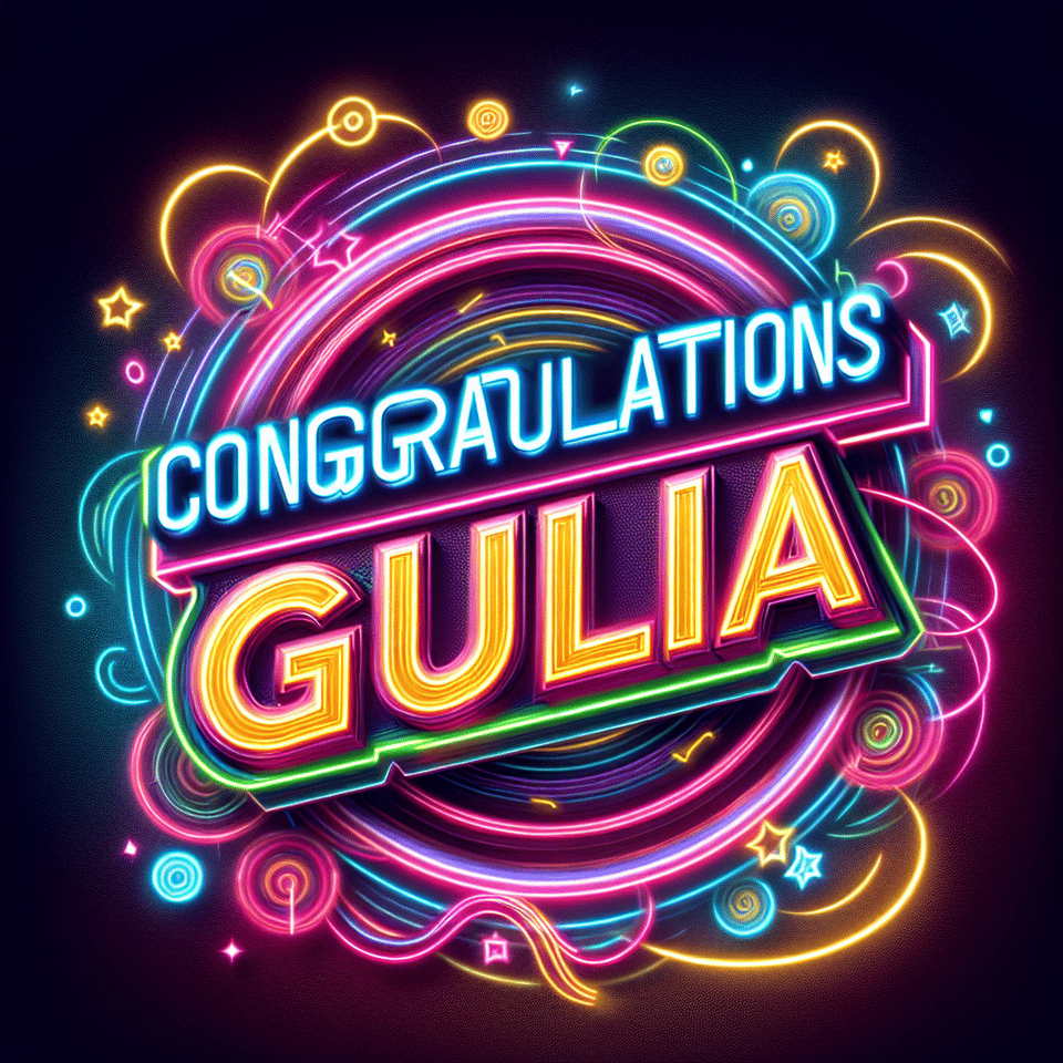 fammi un disegno dove scrivi auguri giulia con lo stile di just dance text effect image