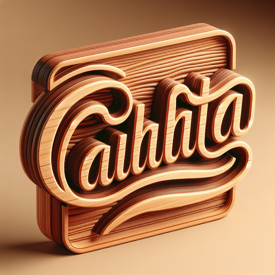text Cahuita in wood material 3d design text effect image