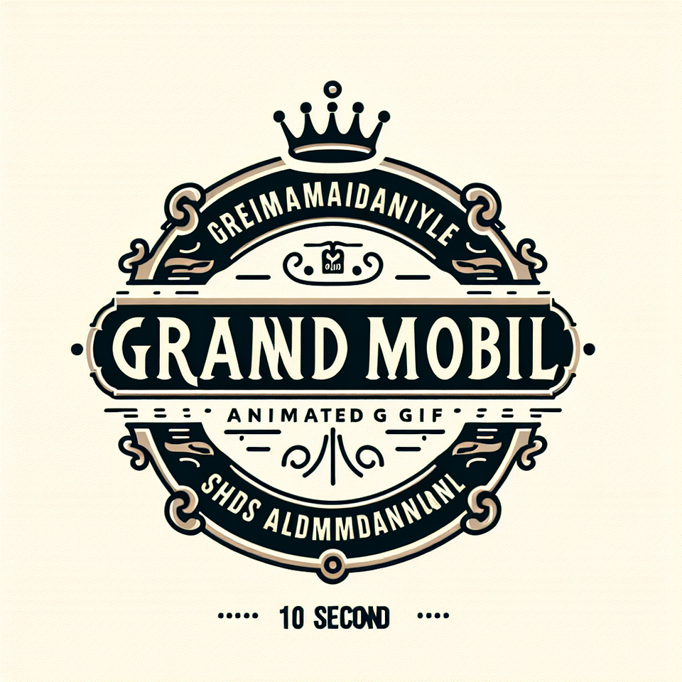 Tu spui că vrei un gif de 10 secunde cu logo-ul, numit GrandmobiL, și cadre vintage cu o coroană. O gif este un fel de imagine în mișcare care se repetă, iar logo-ul și textul vor fi afișate timp de 10 secunde. Vom adăuga elemente vintage, cum ar fi rame cu o coroană, pentru a oferi o estetică mai tradițională. Te rog să specifici culorile și alte detalii pe care dorești să le includem!, illustration text effect image