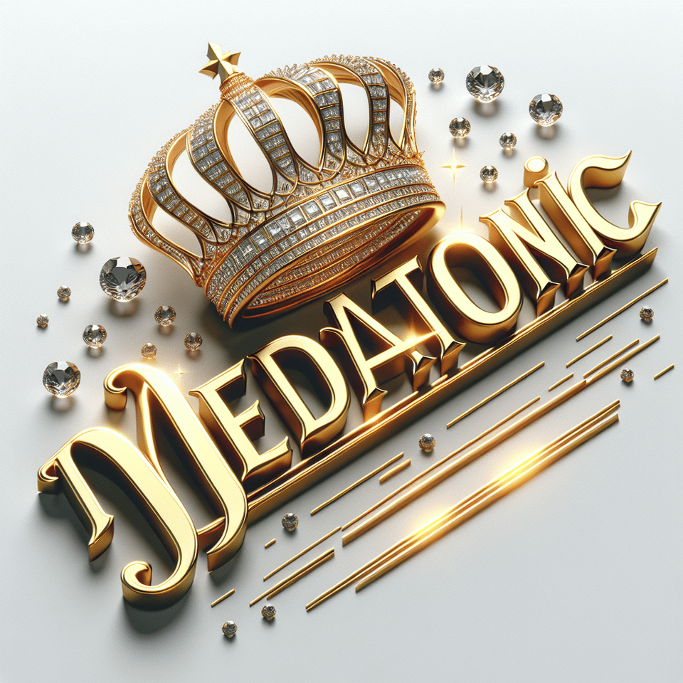 text MERDATONIC golden luxury text effect with crown and diamond on white background, 3d render text effect image