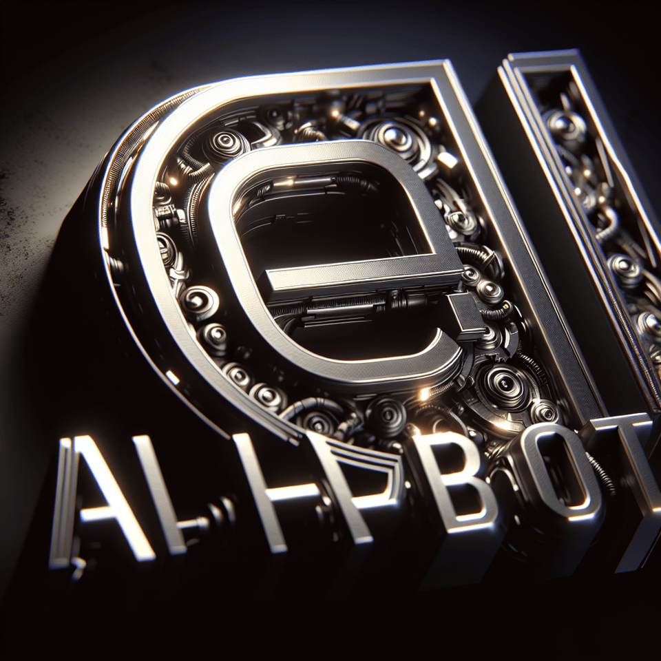 alphabot guide futuristic metallic font, typography, 3d render, photo, dark fantasy text effect image