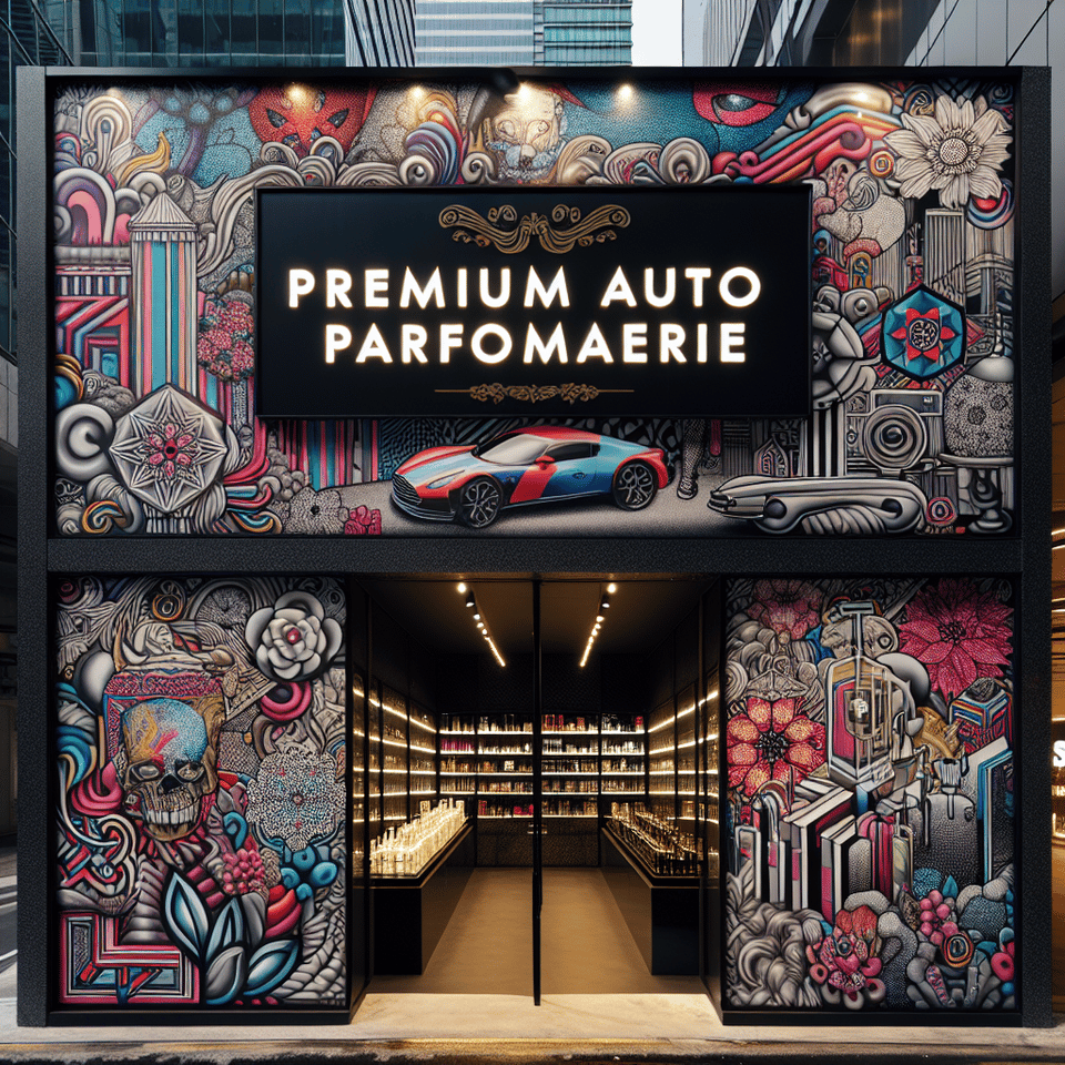Parfumeria auto premium, graffiti text effect image