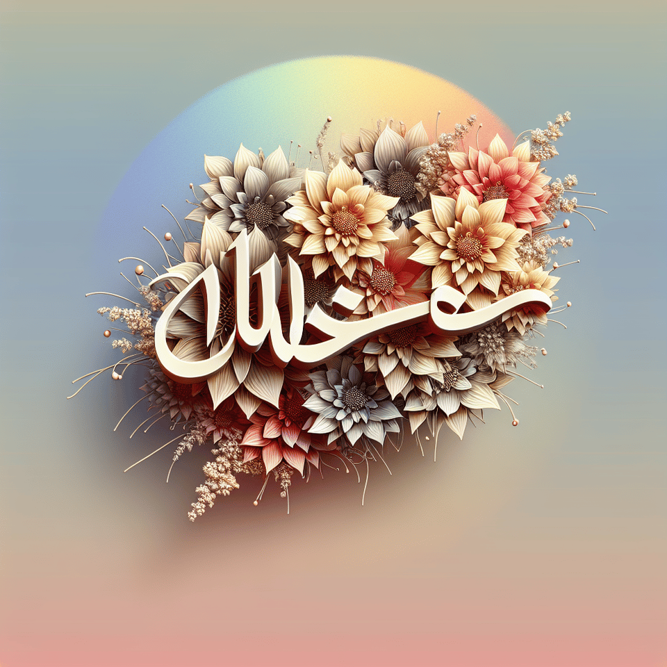 textMania Bahri three-dimensional, made of flower, gorgeous, with a light gradient background. text effect image