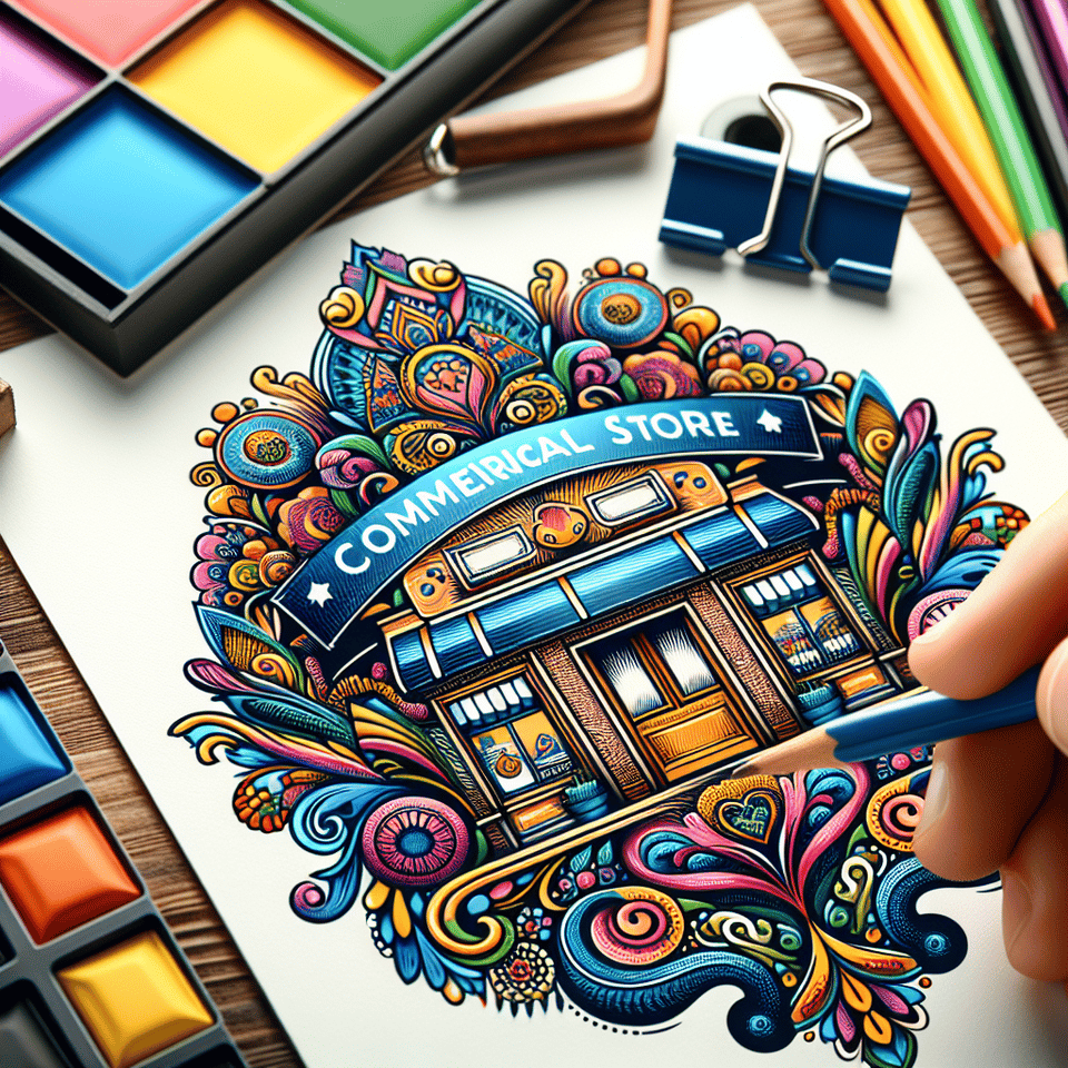 e commers store logo, illustration, product, painting, fashion text effect image