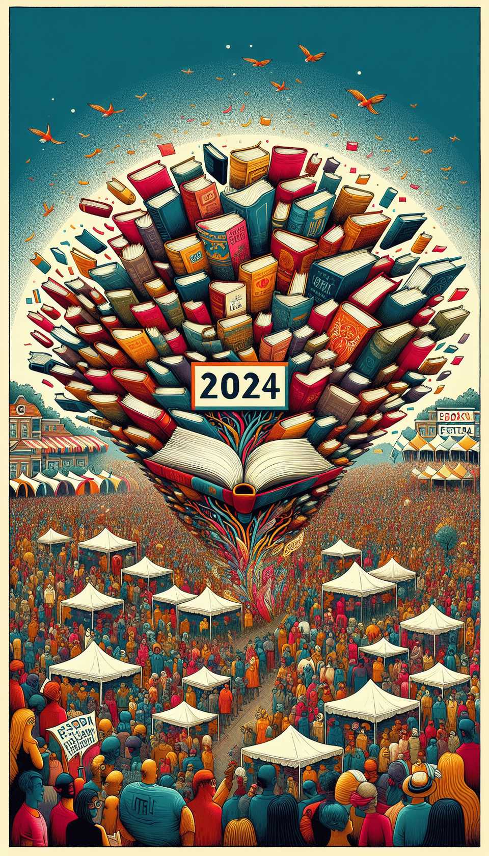 poster lễ hội sách năm 2024 text effect image
