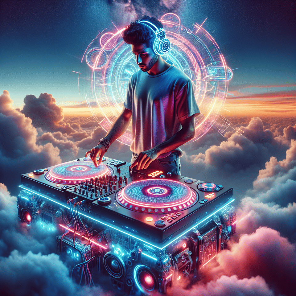 dj in sky text effect image
